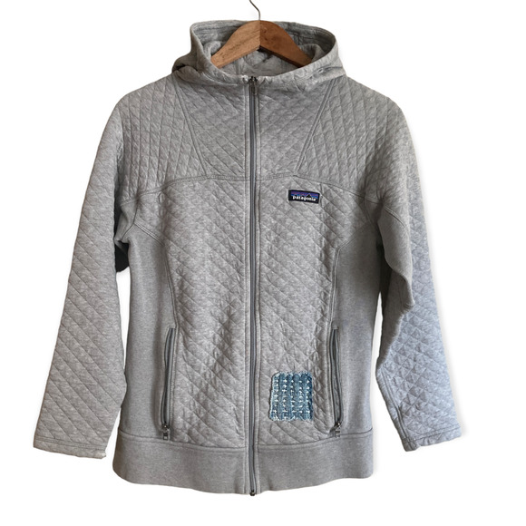 Patagonia Tops - Patagonia Patched Women's Cotton Quilt Hoody Gray XS